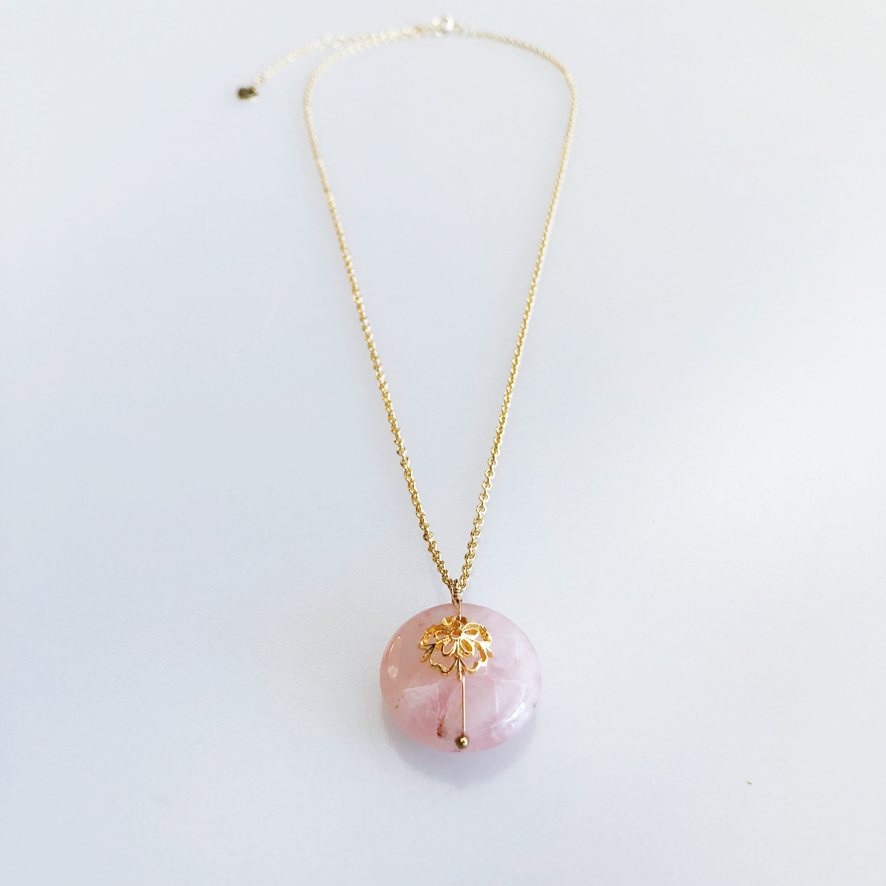 Plum Blossom Necklace in Rose Quartz Asian Boutique Jewelry from