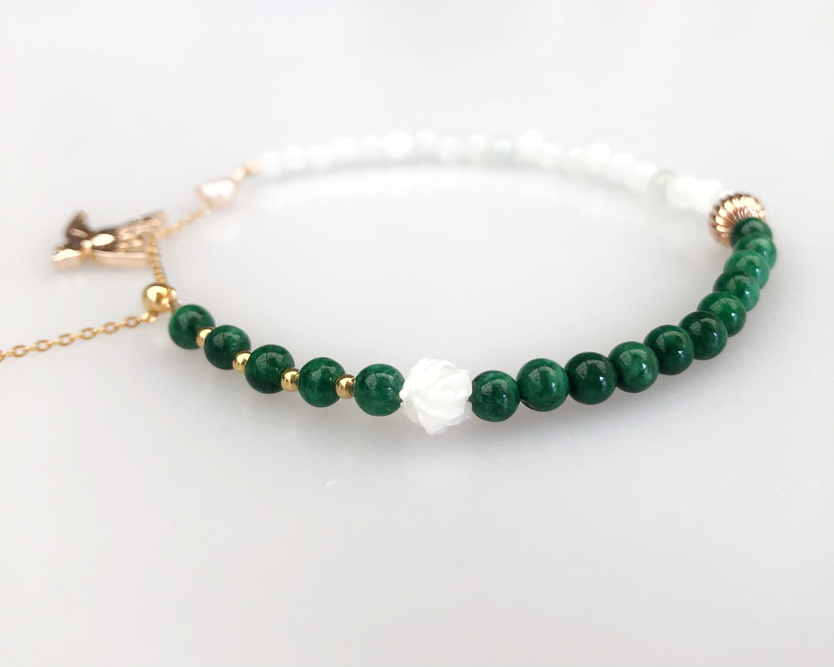 Bird and Flower Jadeite Bracelet - Yun Boutique