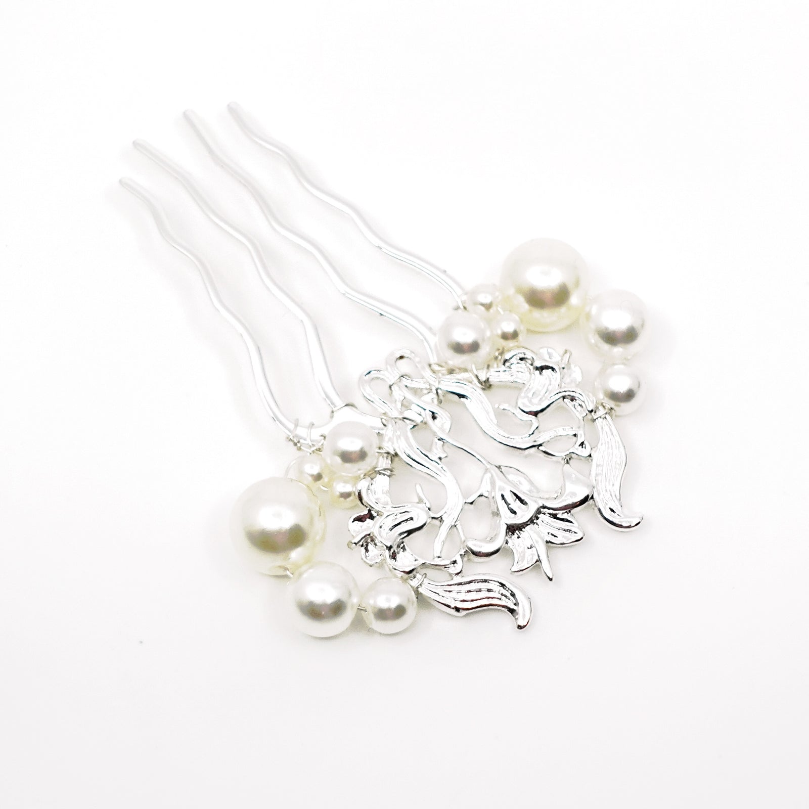 Lily Flower Hair Comb Silver - Yun Boutique