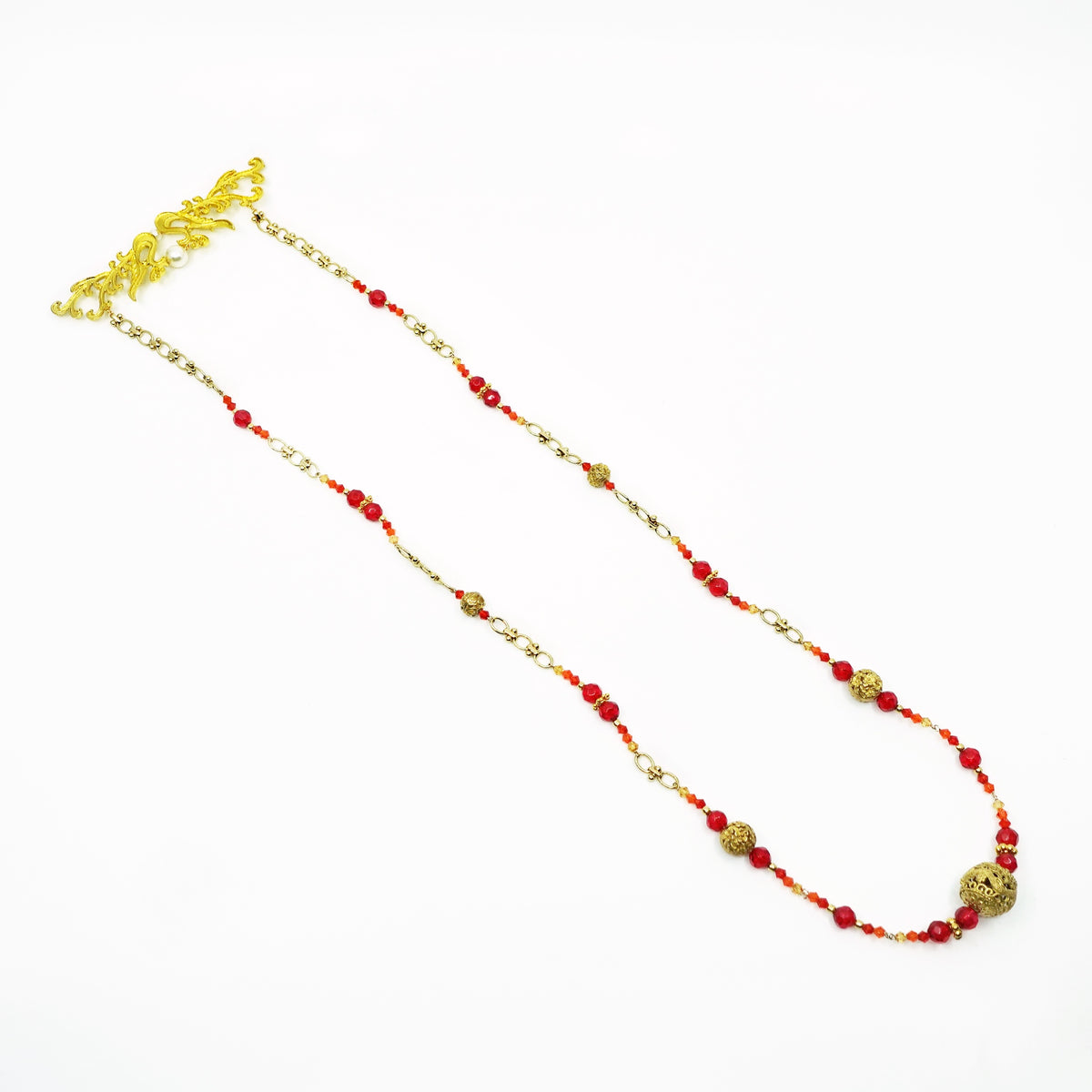 Dragon and Phoenix Red Crystal Necklace - Yun Boutique