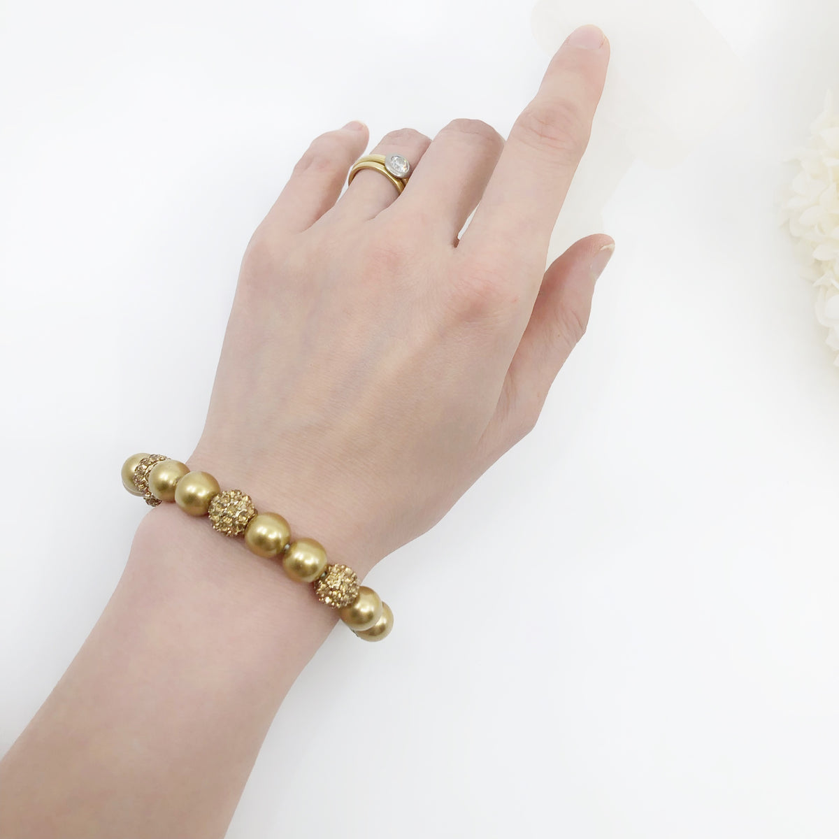 Handmade Gold Faux Pearl Bracelet