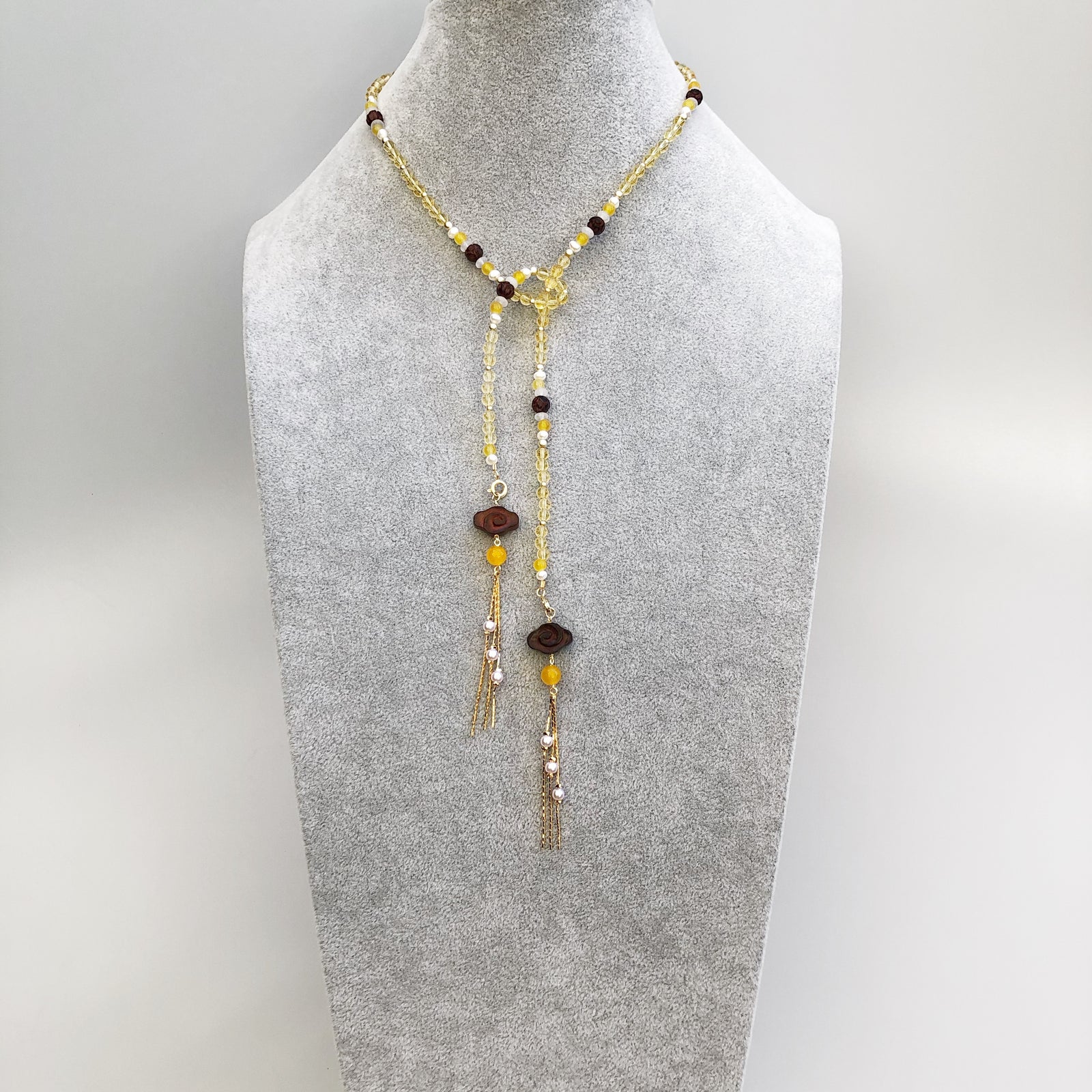 Multi-style Yellow Crystal Lariat Necklace Set - Yun Boutique