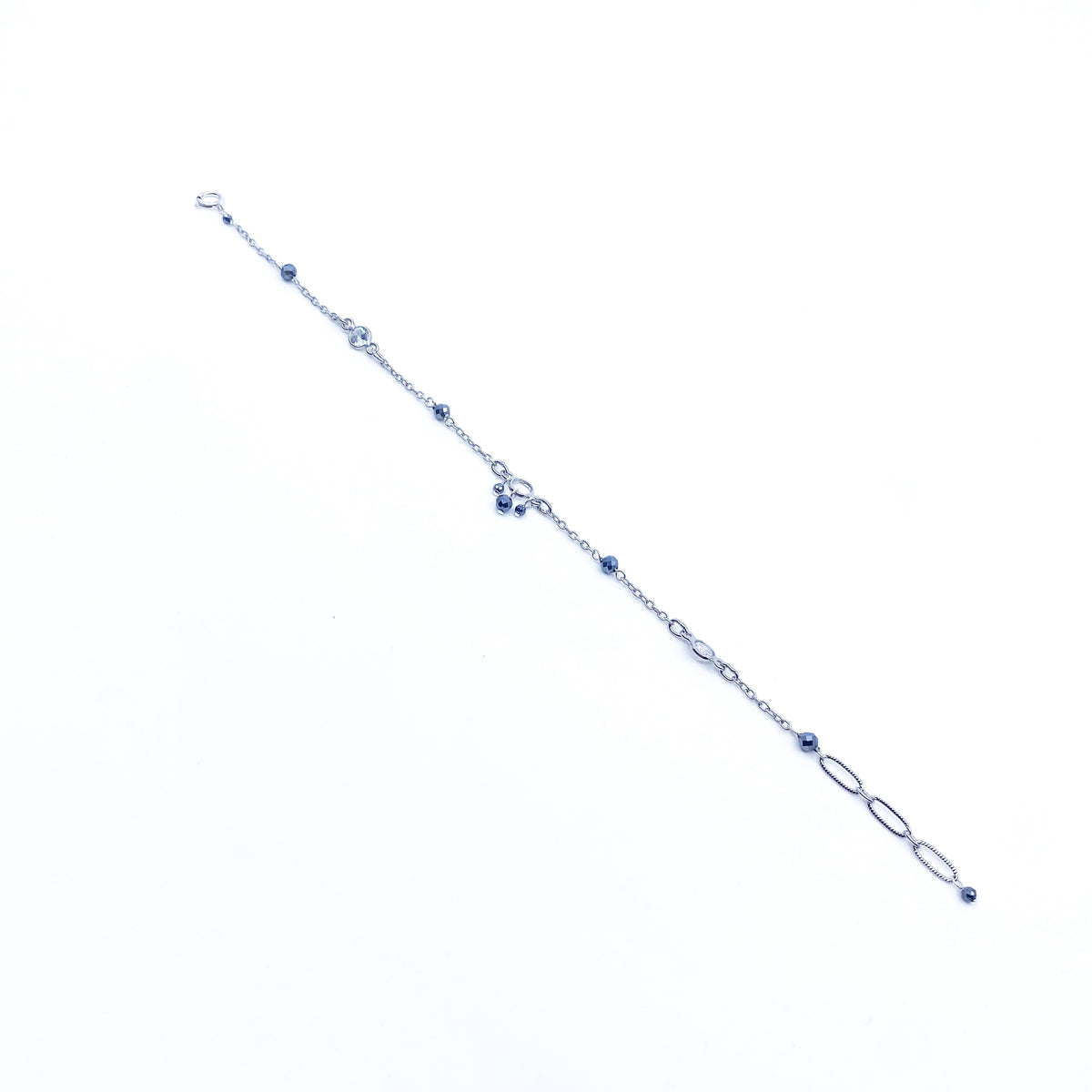 Yun Boutique Handmade Silver Grey Terahertz Stone Bracelet, Natural Gemstone Bracelet