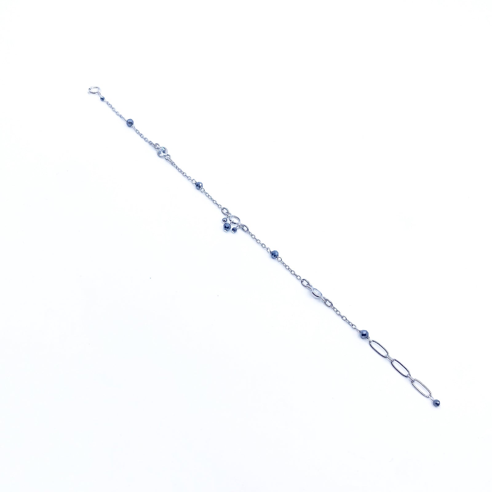 Yun Boutique Handmade Silver Grey Terahertz Stone Bracelet, Natural Gemstone Bracelet