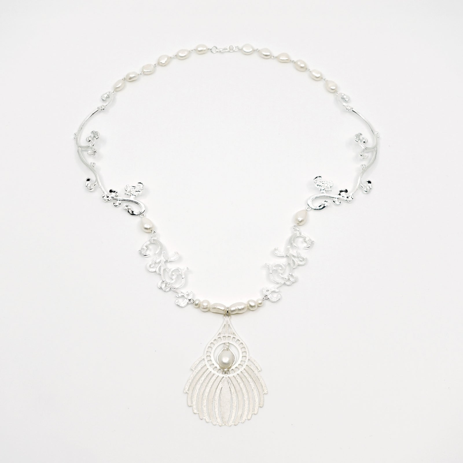 Silver Phoenix Feather Statement Necklace - Yun Boutique