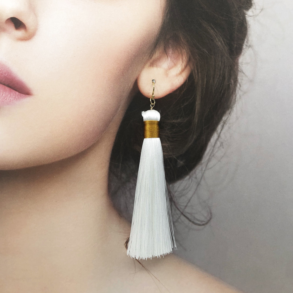 Yun Boutique Return to Origin 6mm Beaded Moonstone Lariat Necklace Set, Multiple styles with Silk Tassels