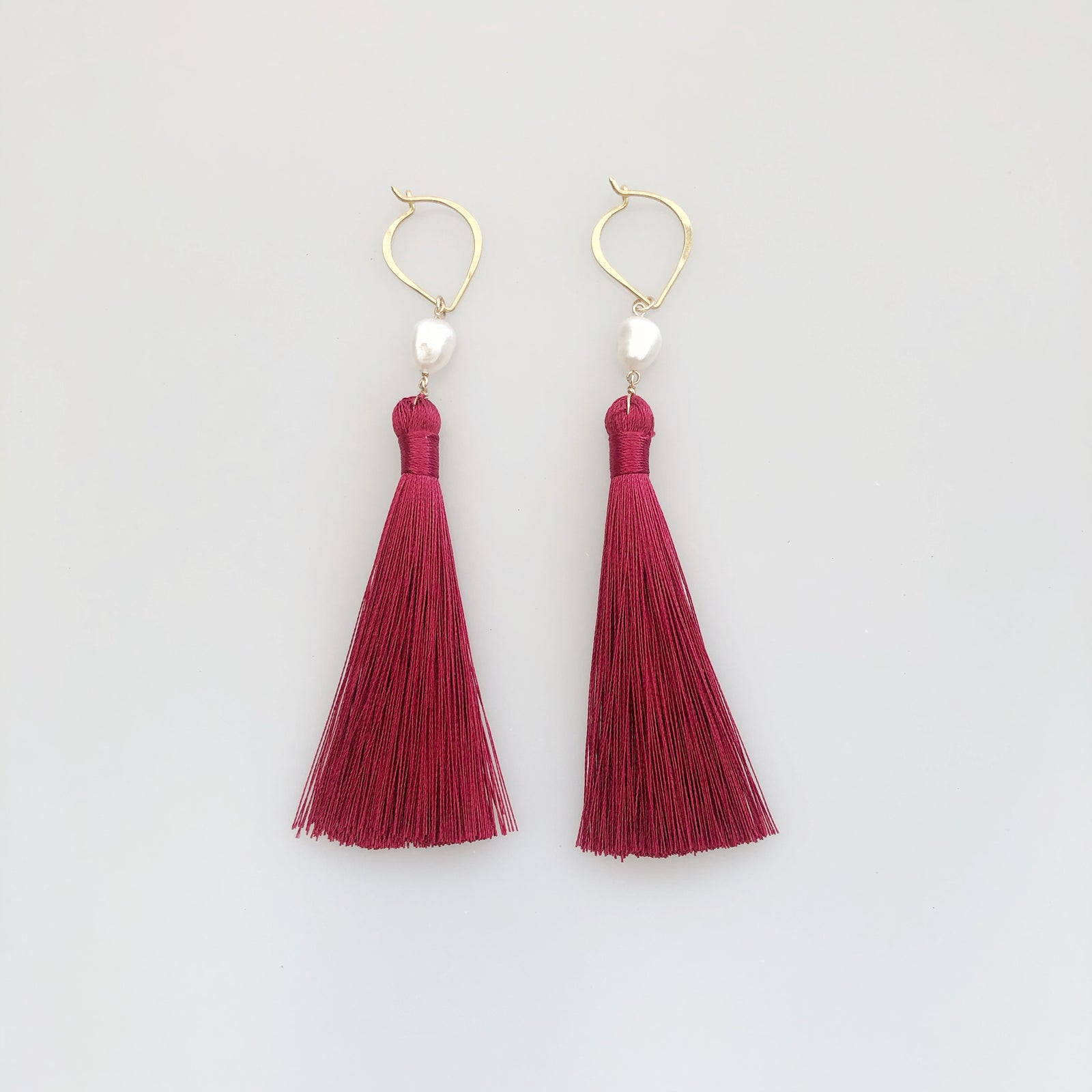 Multi-style Baroque Pearl Lariat Necklace Set with Red Tassels