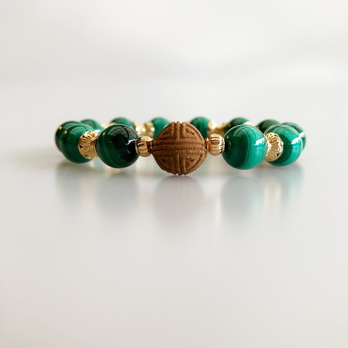 Vintage Style 10mm Malachite Herbal Bracelet