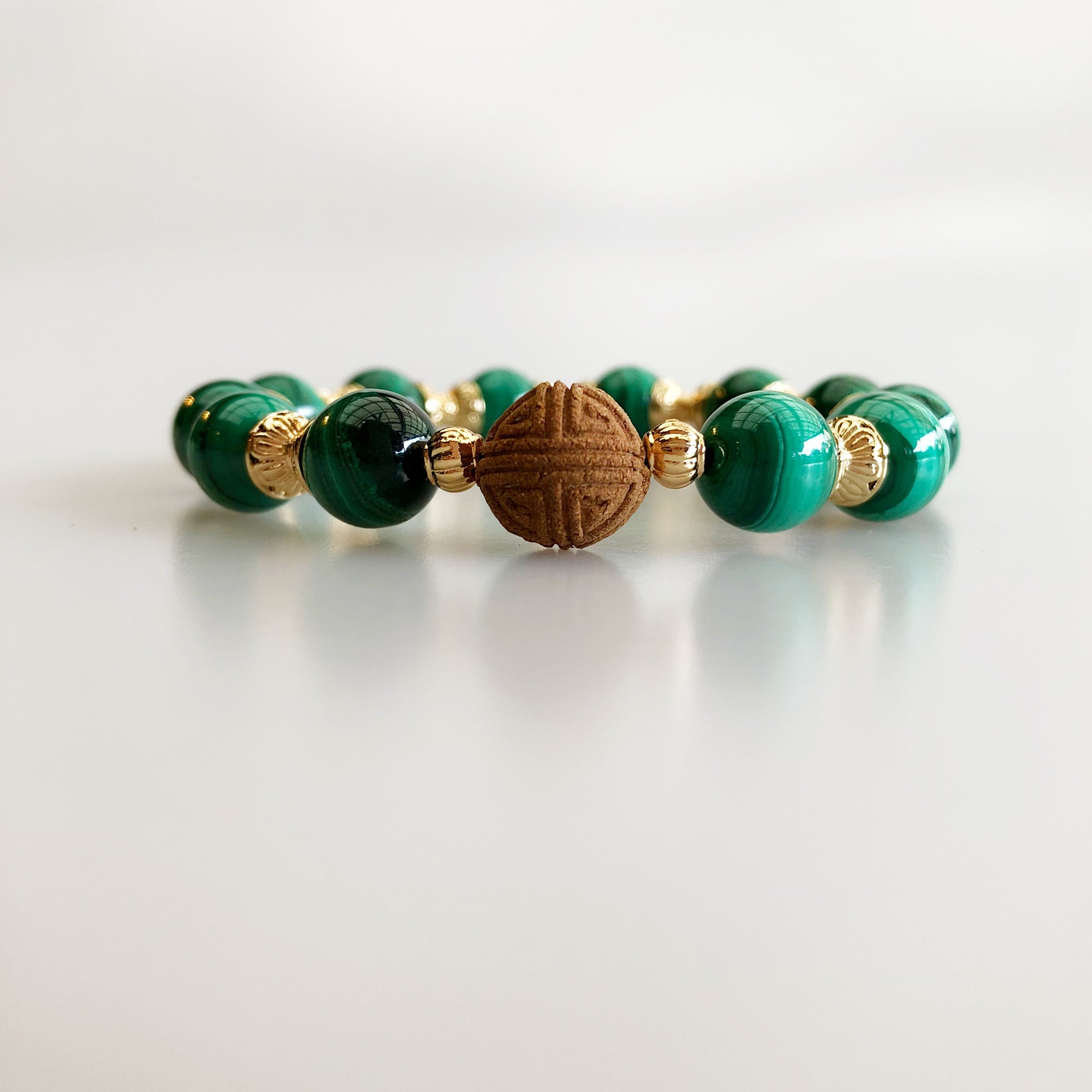 Vintage Style 10mm Malachite Herbal Bracelet