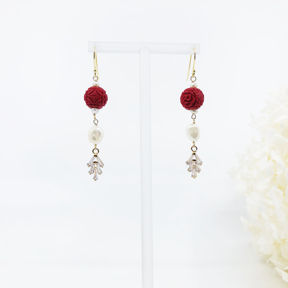 The Nine Cinnabar Necklace and Earrings Set - Yun Boutique