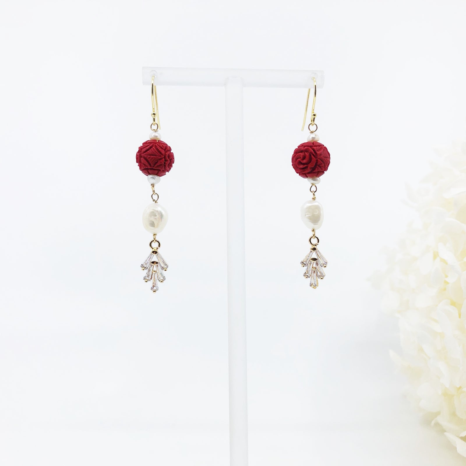 The Nine Cinnabar Necklace and Earrings Set - Yun Boutique