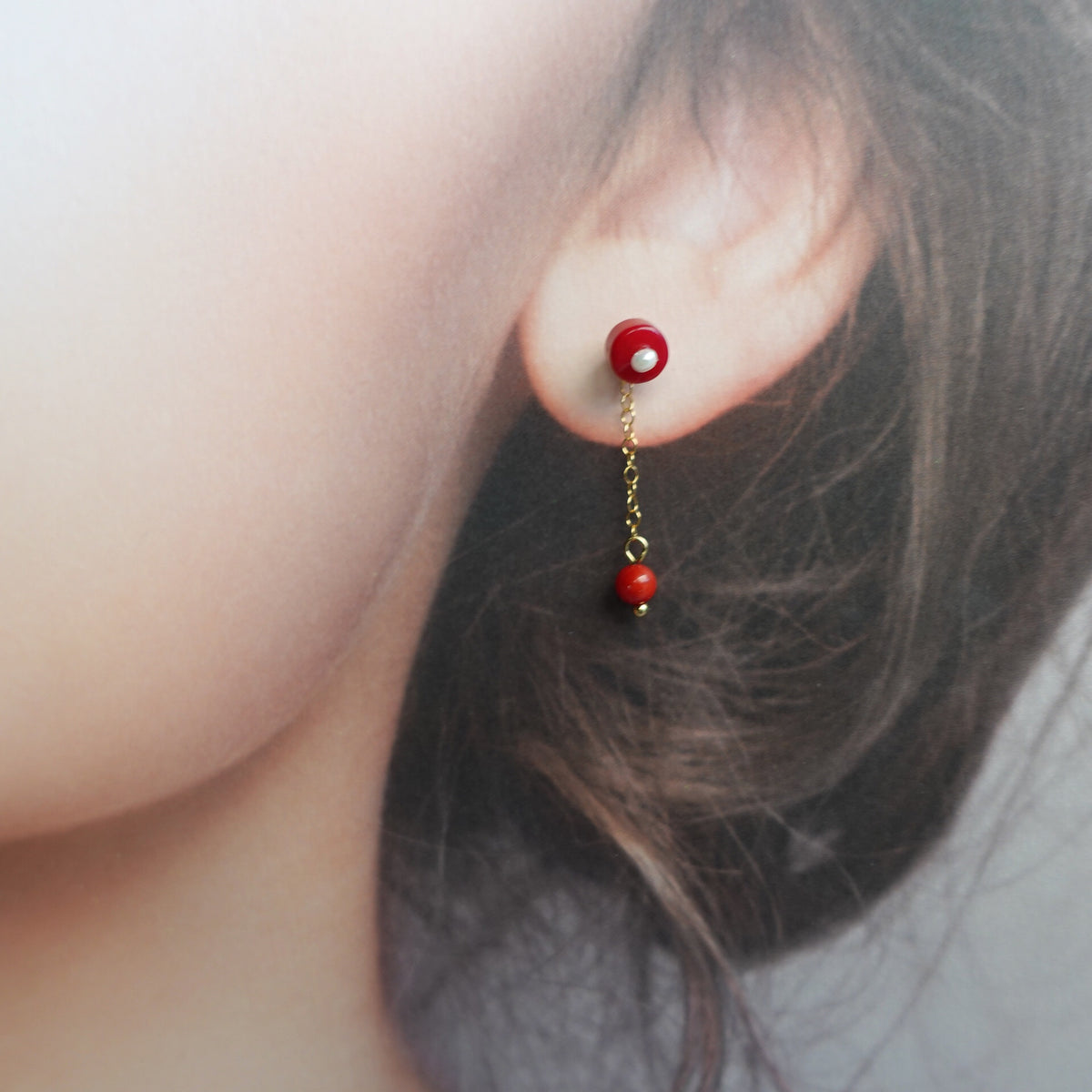 Multi-style Red Coral Studs - Yun Boutique