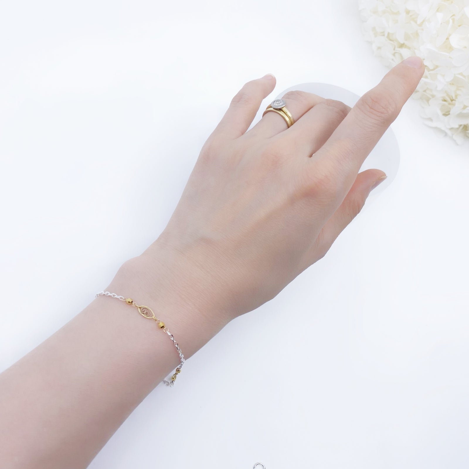 Silver and Gold Auspicious Clouds Bracelet - Yun Boutique
