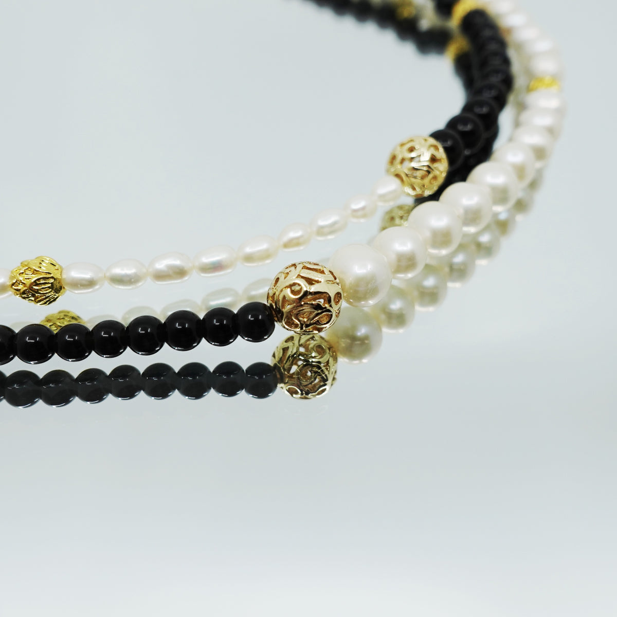 Return to Origin Pearl and Obsidian Opera Necklace - Yun Boutique