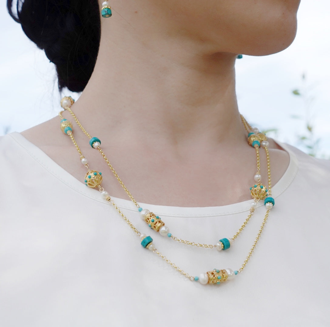 Yun Boutique The Nine Antique Style Long Necklace and Earrings Set