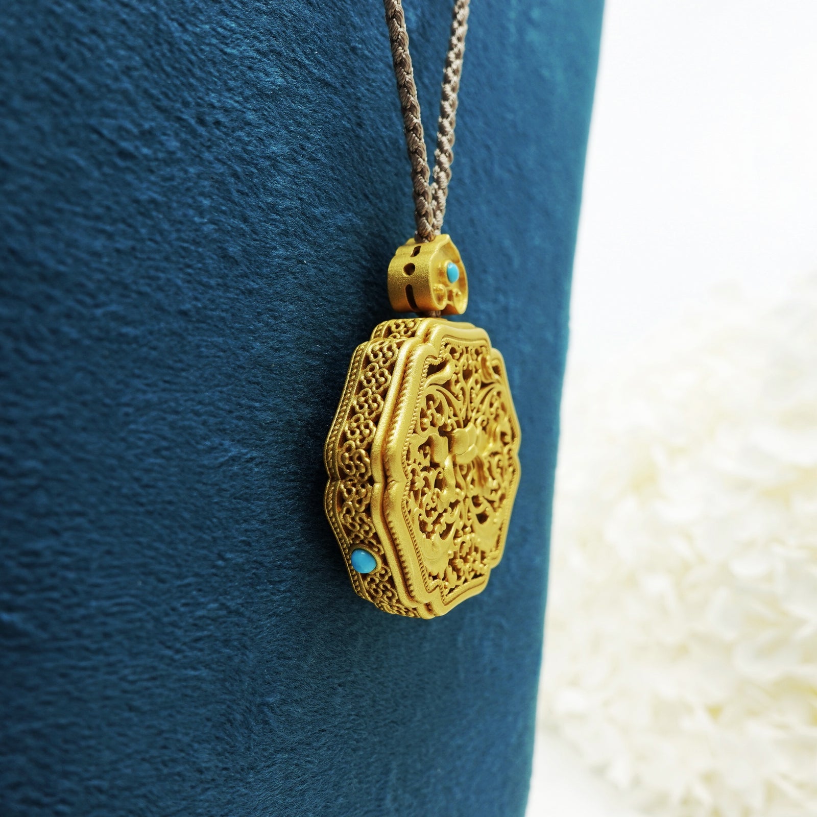 Enamel Lotus Flower Necklace in Sterling Silver - Yun Boutique