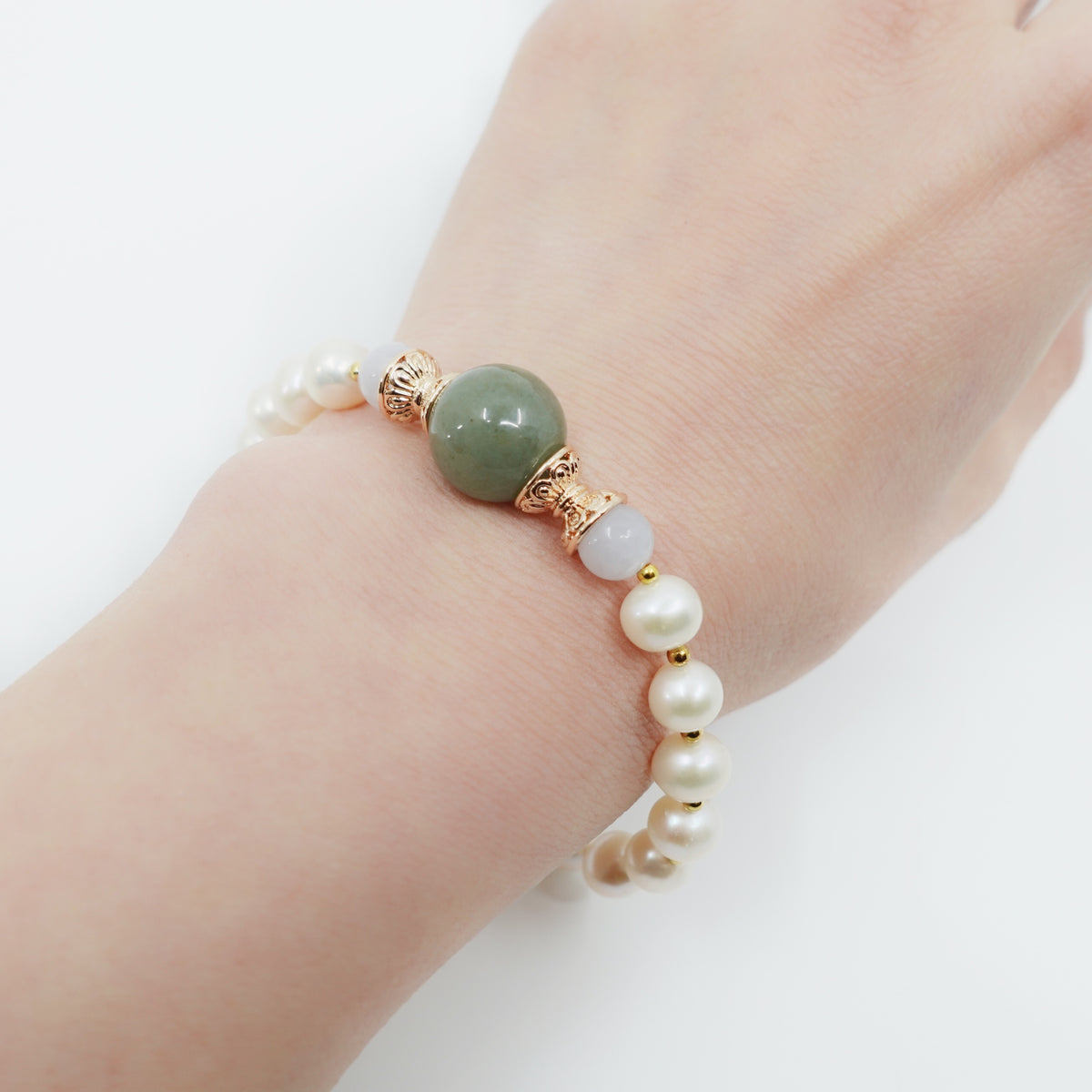 Fresh Water Pear and Jadeite Bracelet 16cm - Yun Boutique