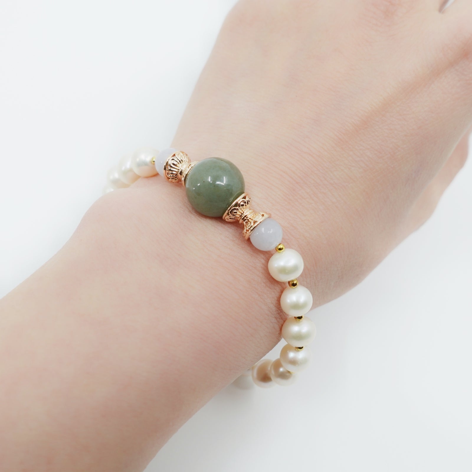 Fresh Water Pear and Jadeite Bracelet 16cm - Yun Boutique