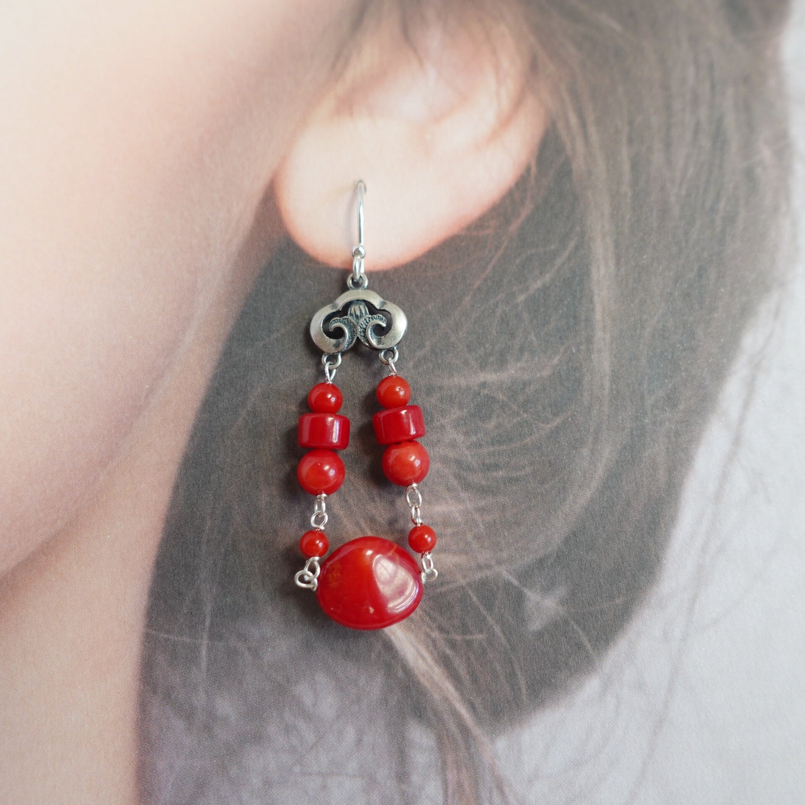 Red Coral Tribal Earrings - Yun Boutique