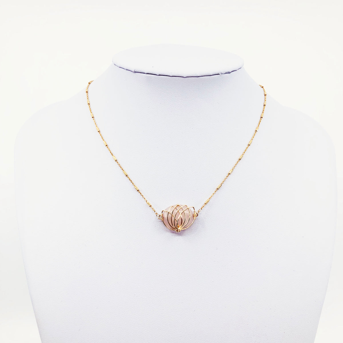 Serene Lotus Rose Quartz Necklace