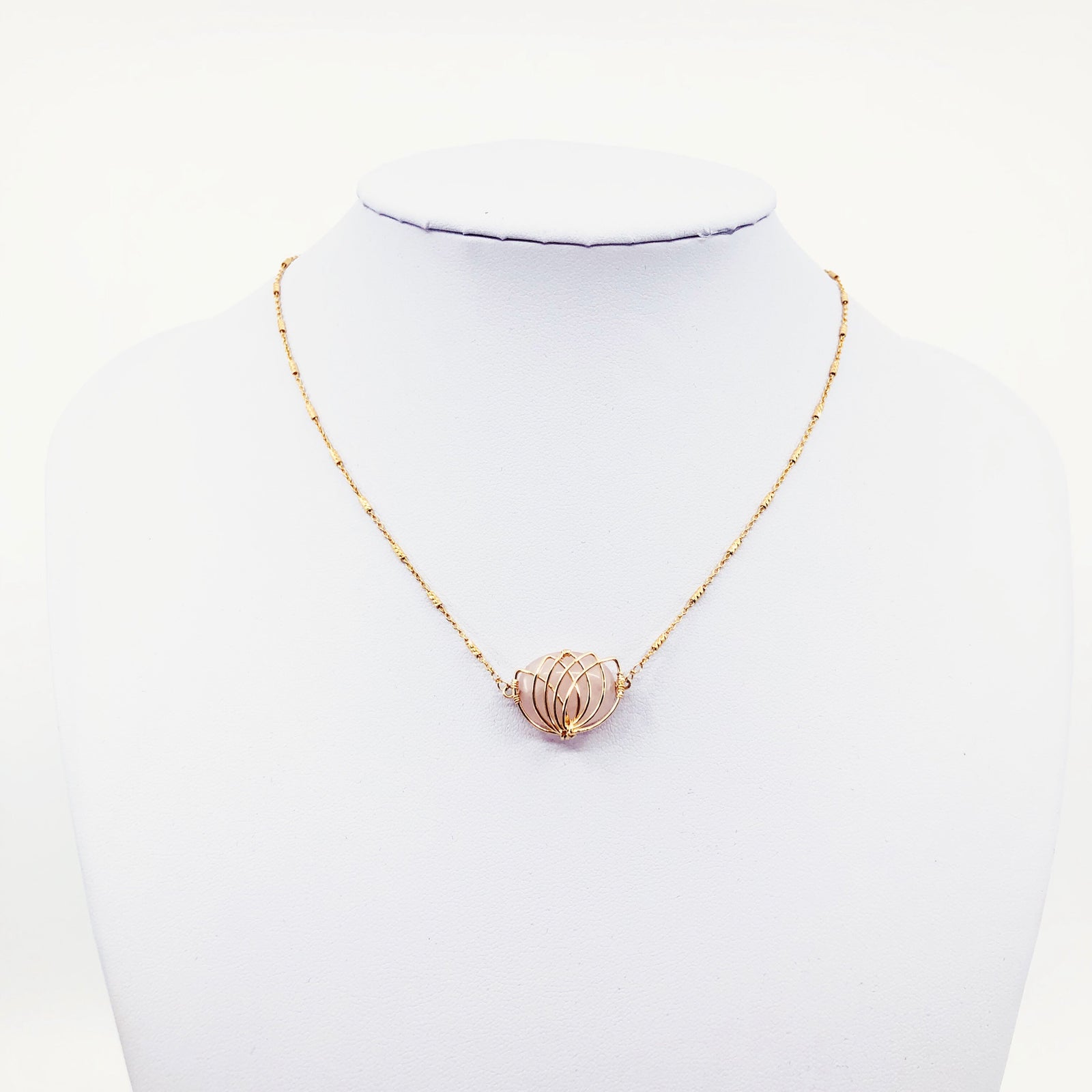 Serene Lotus Rose Quartz Necklace