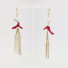 Natural Red Coral Waterfall Earrings