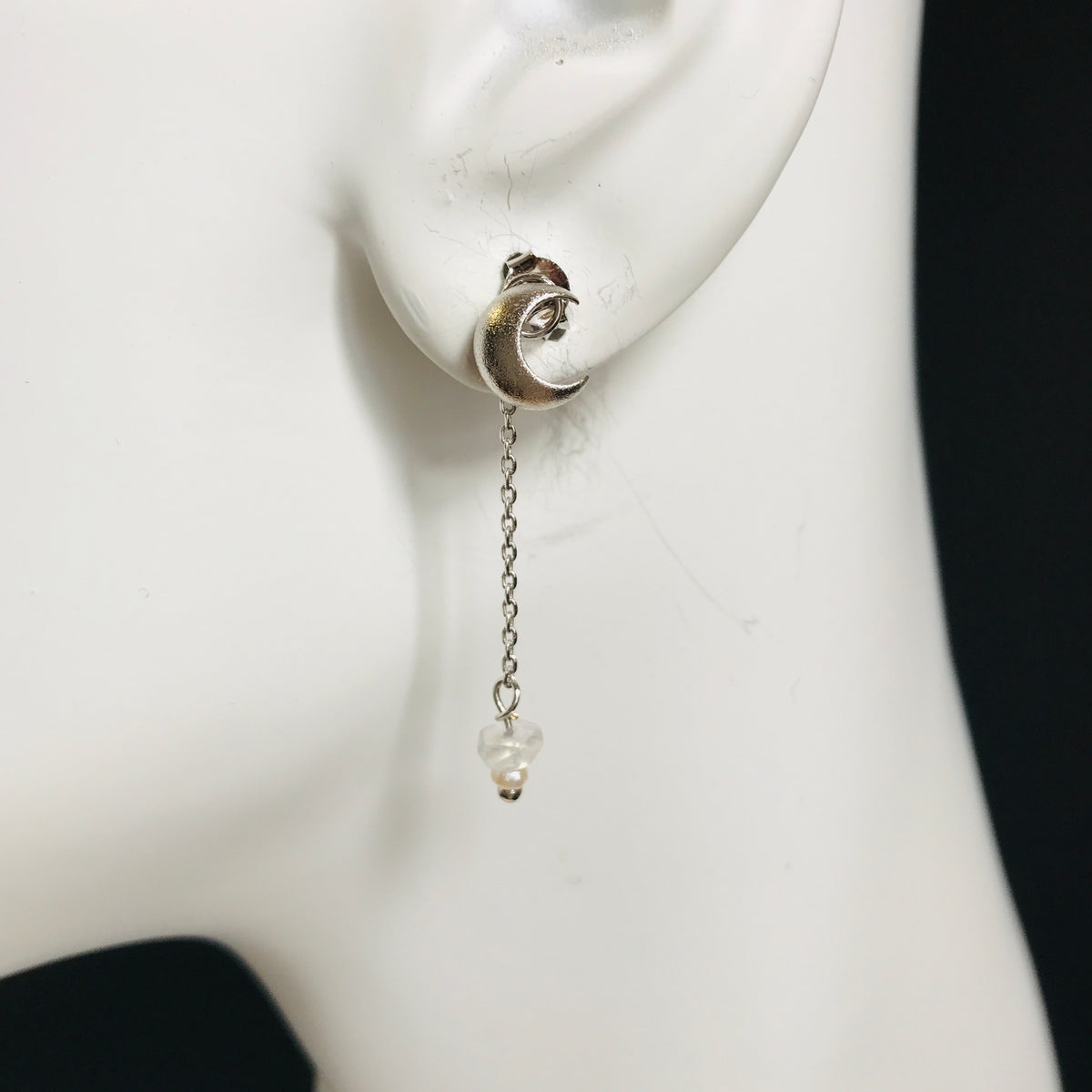 Silver Crescent Studs with Extension