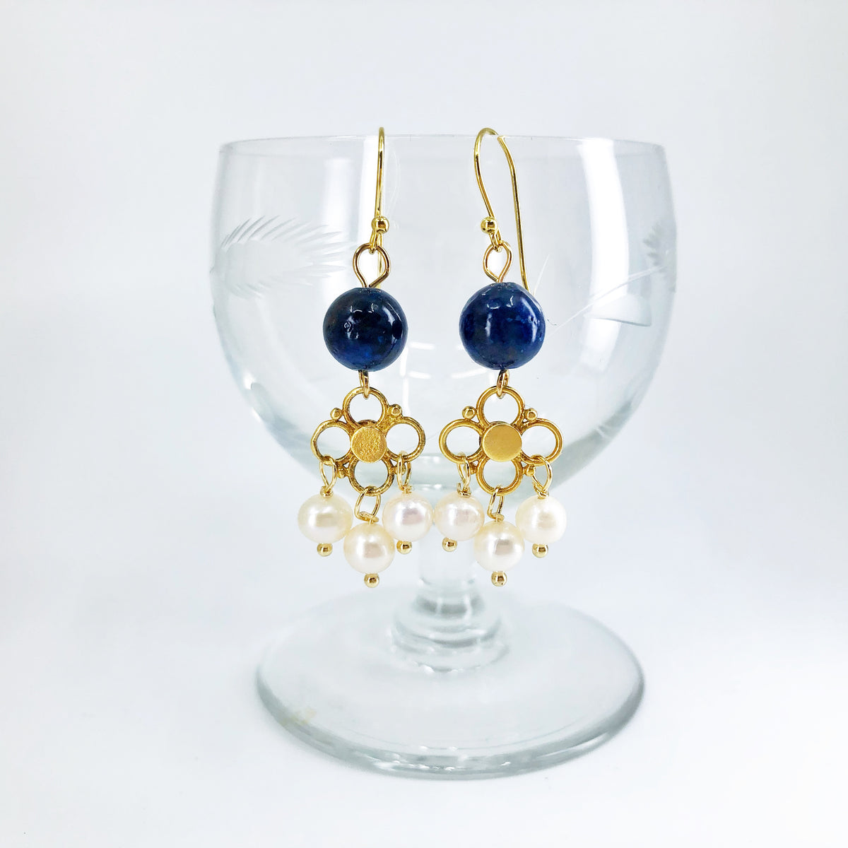 Seeds of Heaven Lapis and Pearl Earrings - Yun Boutique
