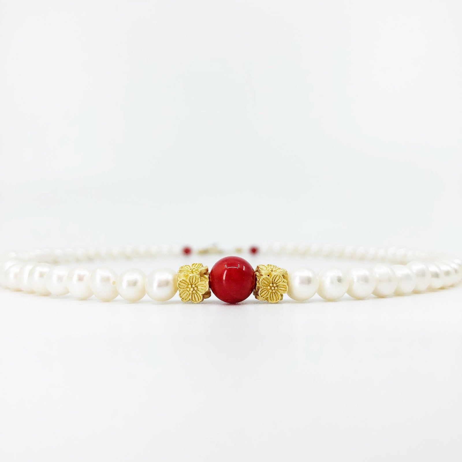 Plum Blossom Beaded Pearl Necklace