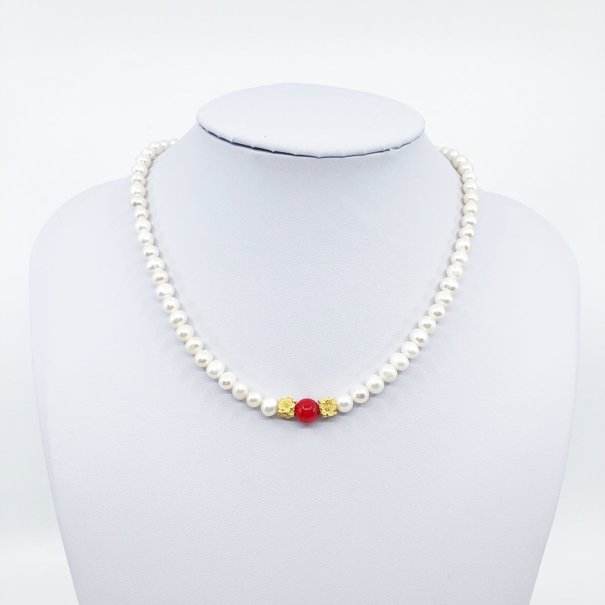 Plum Blossom Beaded Pearl Necklace