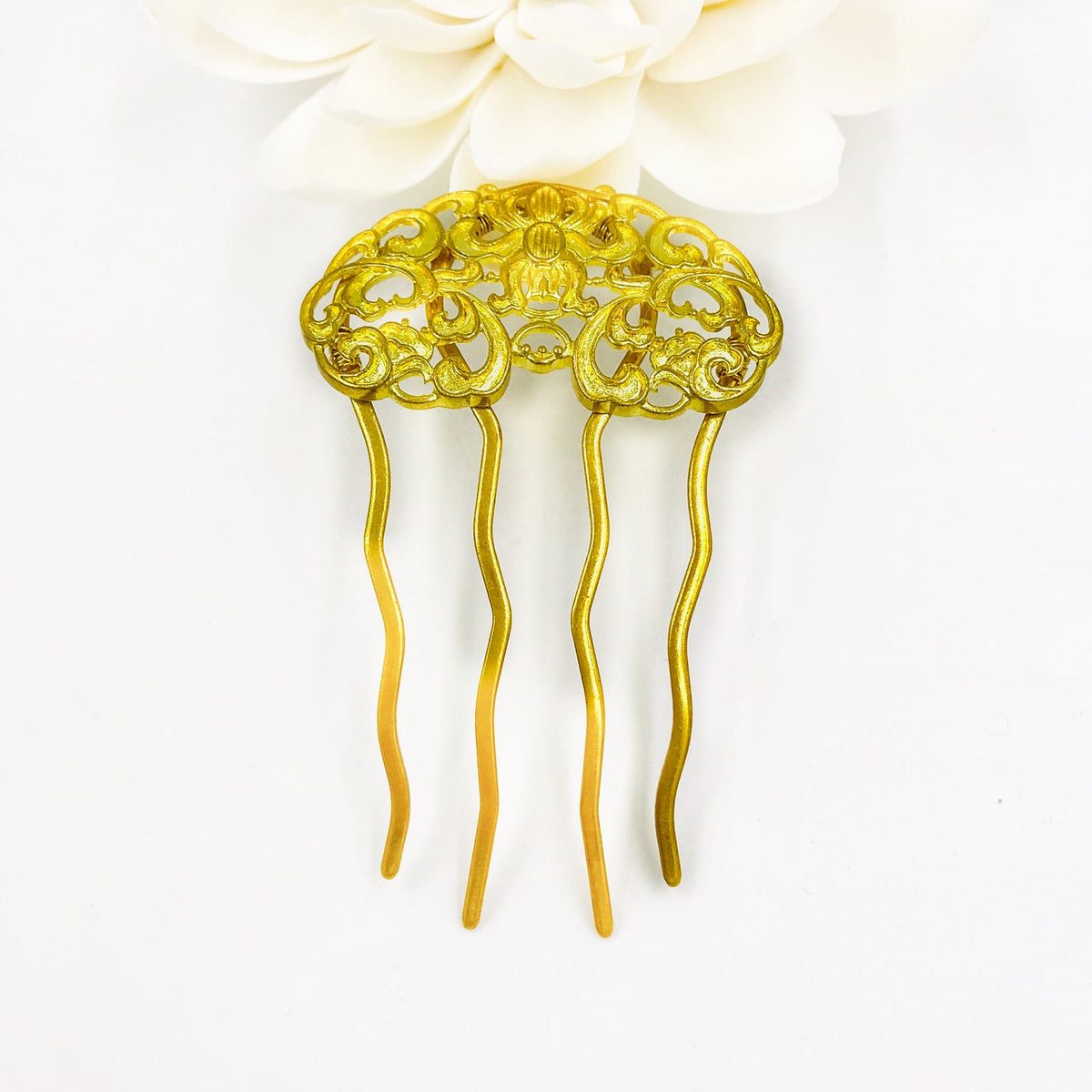 Gold Peony Hair Comb - Yun Boutique