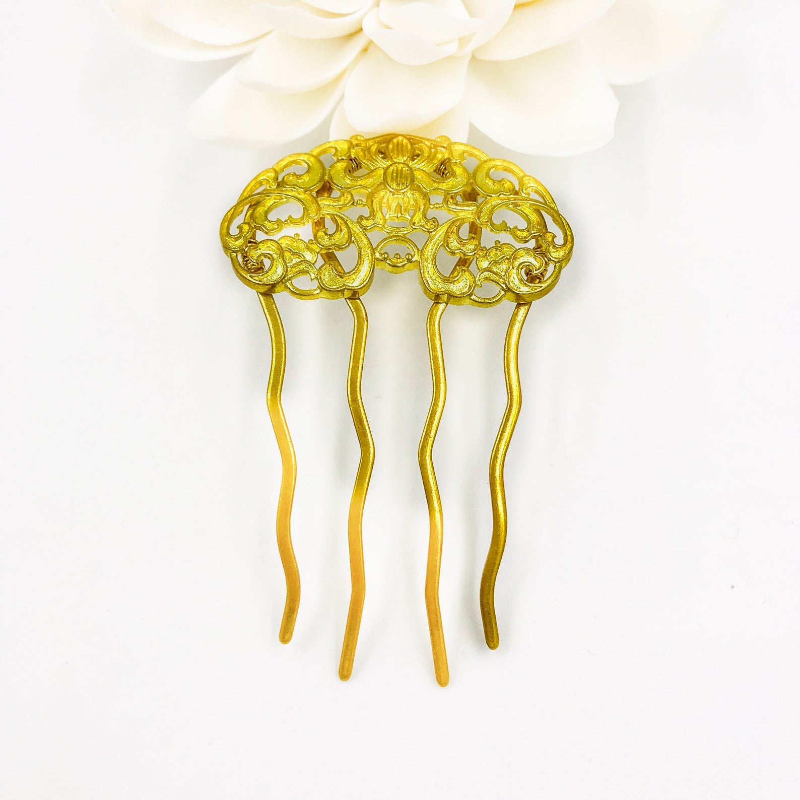 Gold Peony Hair Comb - Yun Boutique